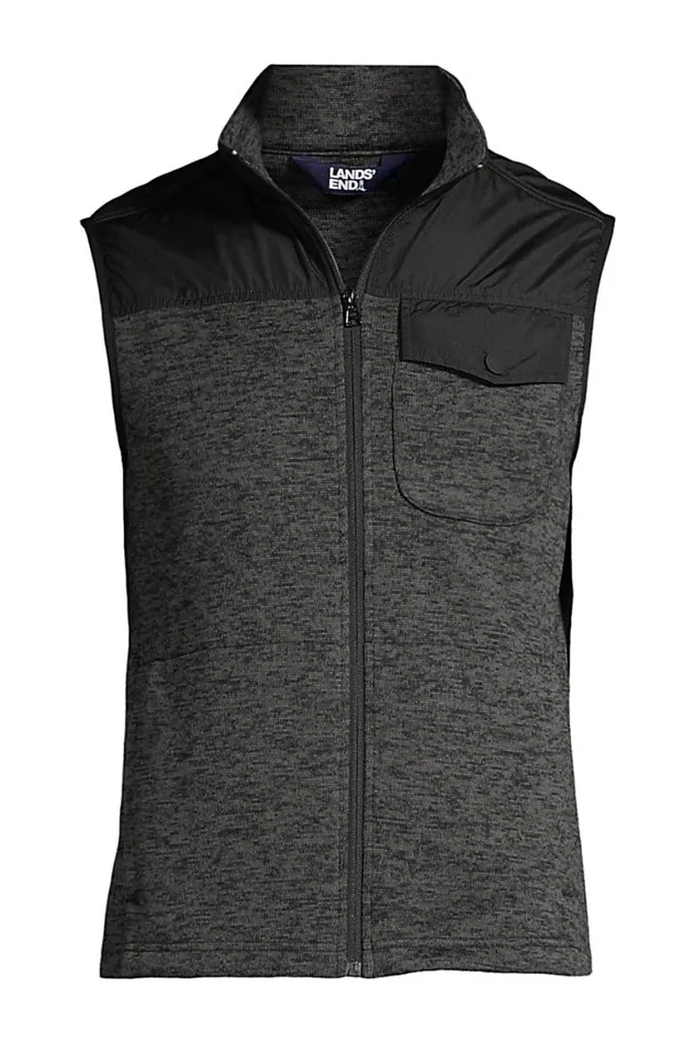 Lands039 End Fleece Men Hybrid Sweater Fleece Vest Dark Charcoal Heather Lands039 End Fleece Men Hybrid Sweater Fleece Vest Dark Charcoal Heather