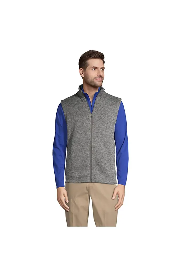 Lands039 End Fleece Men Sweater Fleece Vest Arctic Gray Heather