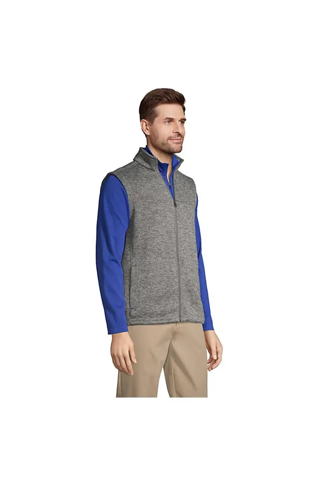 Lands039 End Fleece Men Sweater Fleece Vest Arctic Gray Heather Lands039 End Fleece Men Sweater Fleece Vest Arctic Gray Heather