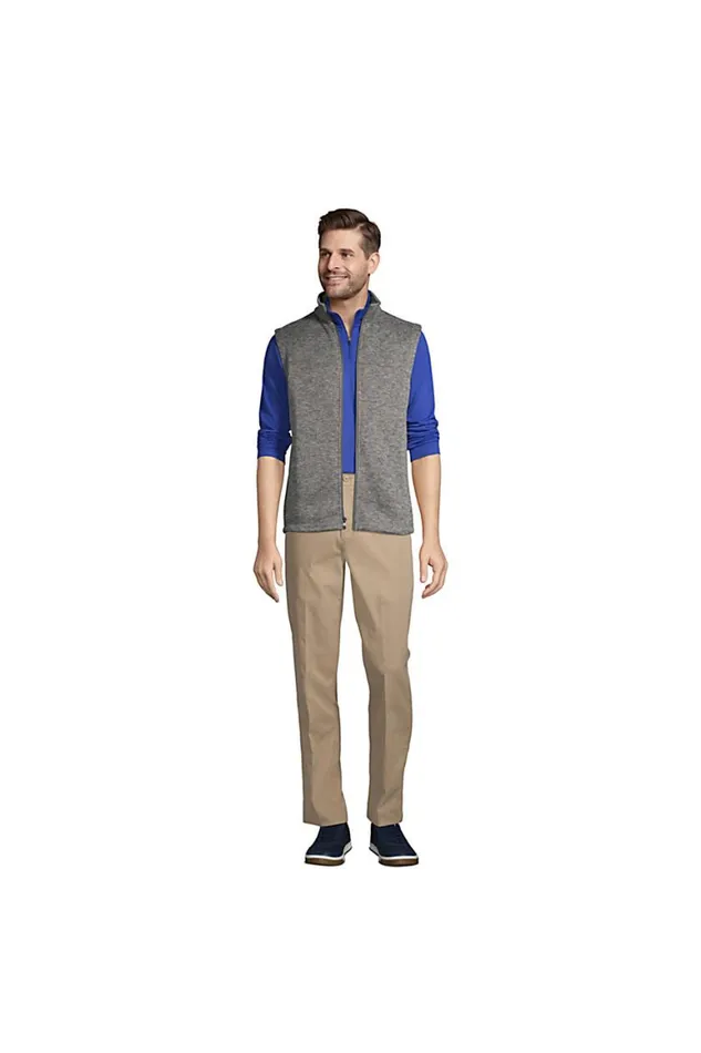 Lands039 End Fleece Men Sweater Fleece Vest Arctic Gray Heather Lands039 End Fleece Men Sweater Fleece Vest Arctic Gray Heather