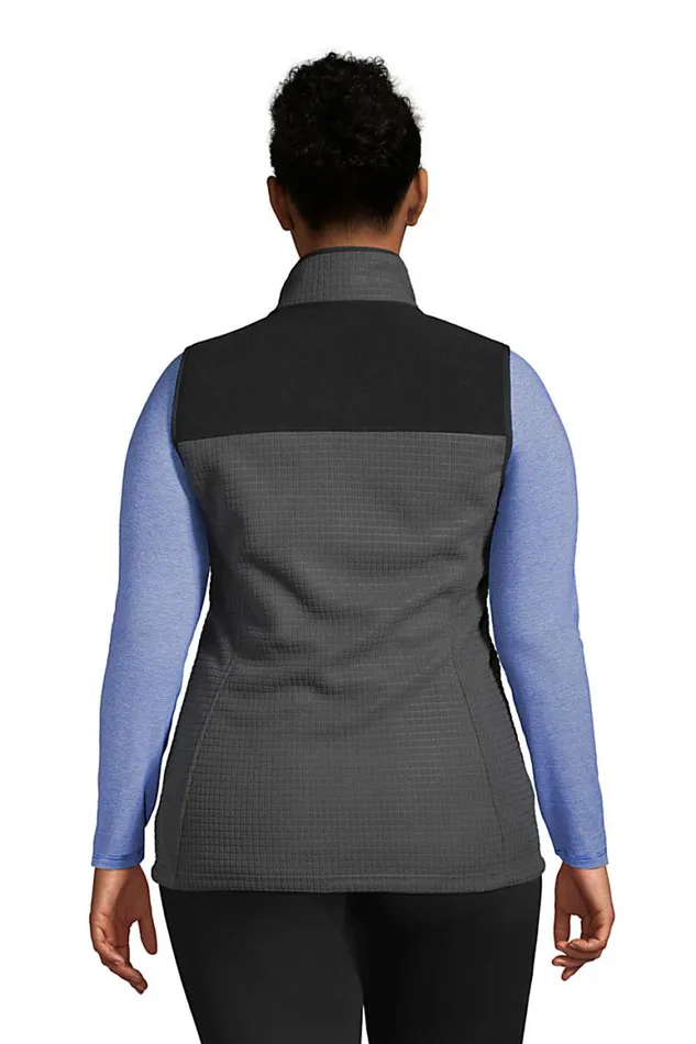 Lands039 End Fleece Women Plus Size Grid Fleece Vest Charcoal