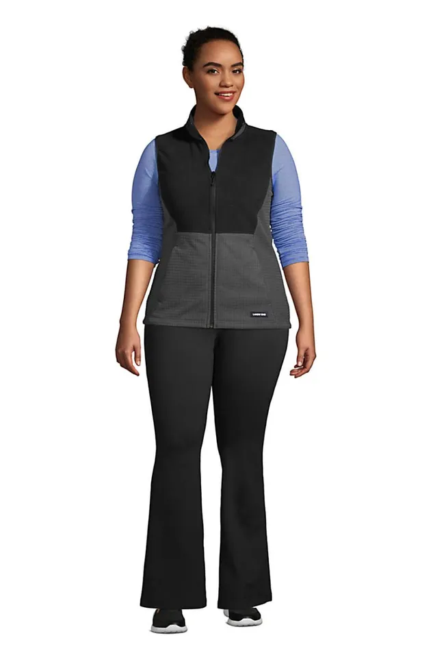 Lands039 End Fleece Women Plus Size Grid Fleece Vest Charcoal