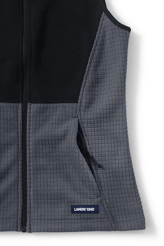 Lands039 End Fleece Women Plus Size Grid Fleece Vest Charcoal