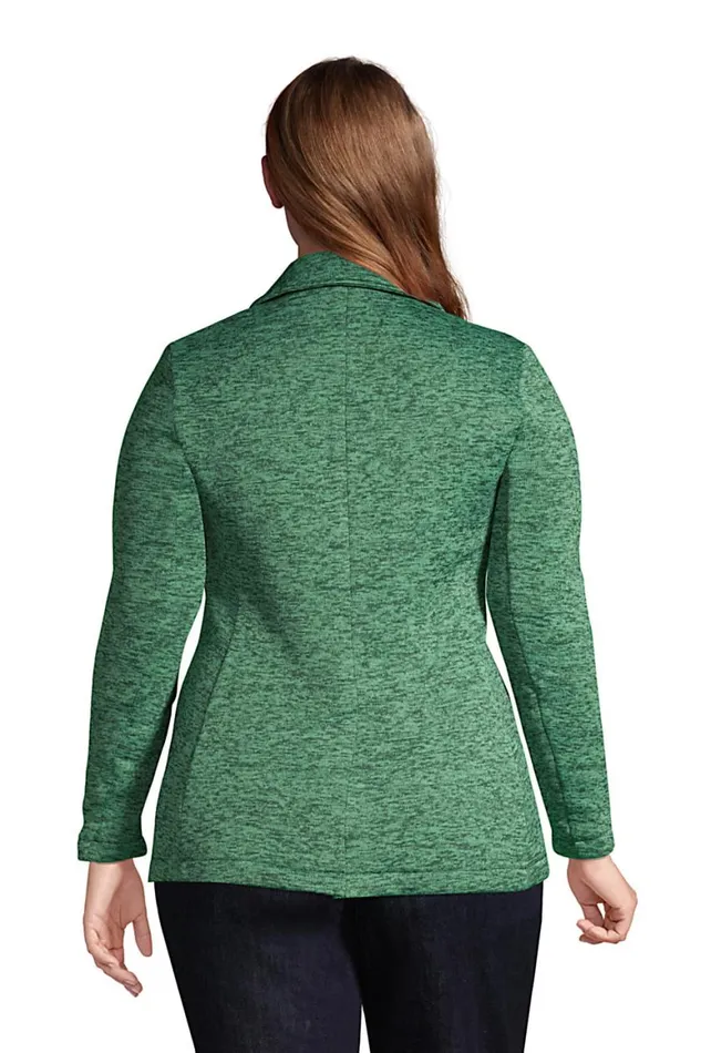 Lands039 End Fleece Women Plus Size Sweater Fleece Blazer Deep Woodland Green Heather Lands039 End Fleece Women Plus Size Sweater Fleece Blazer Deep Woodland Green Heather