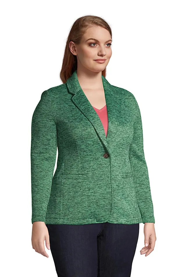 Lands039 End Fleece Women Plus Size Sweater Fleece Blazer Deep Woodland Green Heather Lands039 End Fleece Women Plus Size Sweater Fleece Blazer Deep Woodland Green Heather