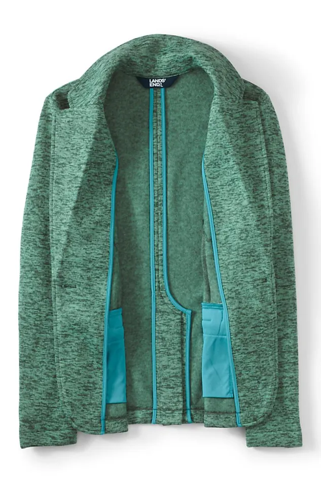 Lands039 End Fleece Women Plus Size Sweater Fleece Blazer Deep Woodland Green Heather Lands039 End Fleece Women Plus Size Sweater Fleece Blazer Deep Woodland Green Heather