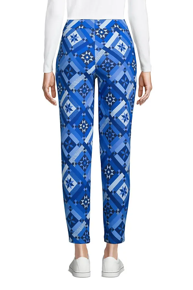 Lands039 End Fleece Women Serious Sweats Ankle Sweatpants Navy Prosperity Quilt Lands039 End Fleece Women Serious Sweats Ankle Sweatpants Navy Prosperity Quilt