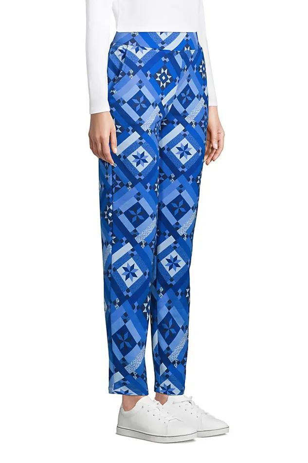 Lands039 End Fleece Women Serious Sweats Ankle Sweatpants Navy Prosperity Quilt Lands039 End Fleece Women Serious Sweats Ankle Sweatpants Navy Prosperity Quilt
