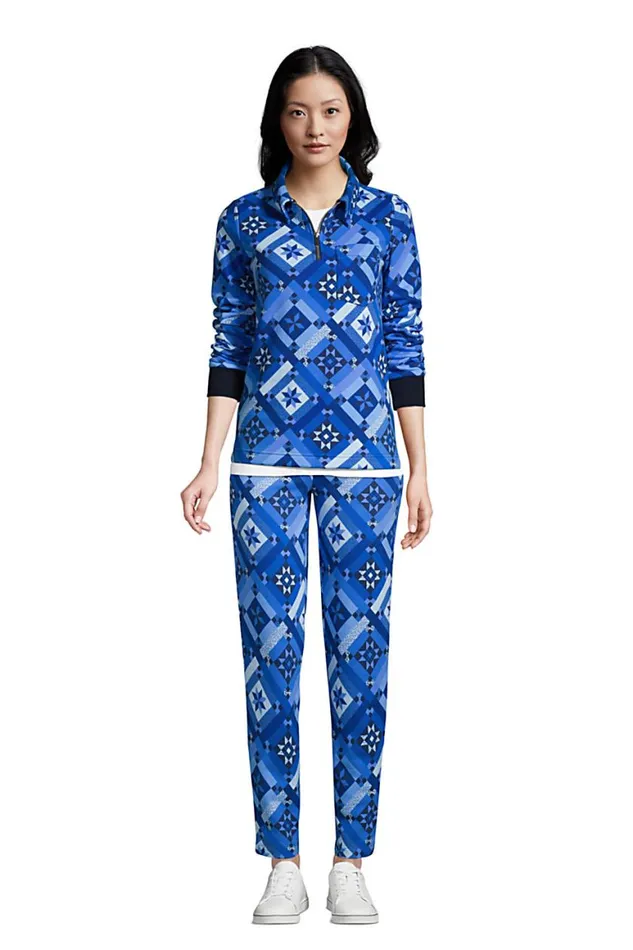 Lands039 End Fleece Women Serious Sweats Ankle Sweatpants Navy Prosperity Quilt Lands039 End Fleece Women Serious Sweats Ankle Sweatpants Navy Prosperity Quilt
