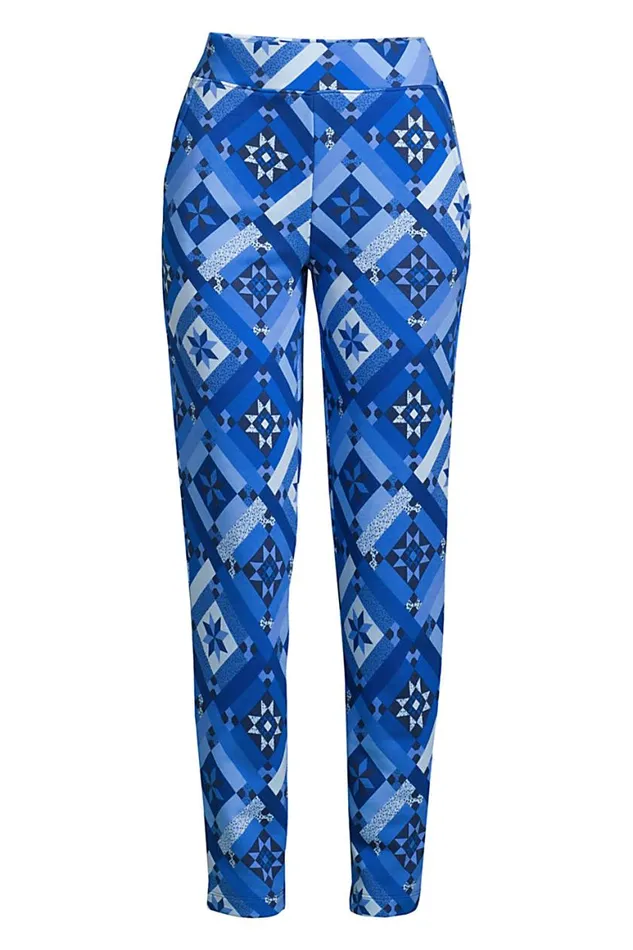 Lands039 End Fleece Women Serious Sweats Ankle Sweatpants Navy Prosperity Quilt Lands039 End Fleece Women Serious Sweats Ankle Sweatpants Navy Prosperity Quilt