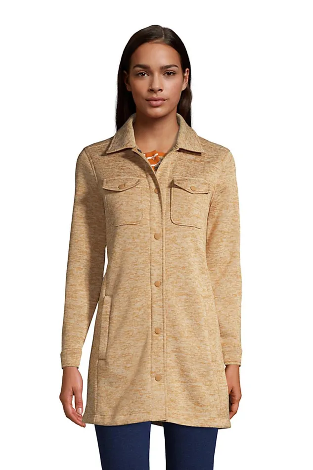 Lands039 End Fleece Women Sweater Fleece Long Shirt Jacket Shacket Rich Camel Heather Lands039 End Fleece Women Sweater Fleece Long Shirt Jacket Shacket Rich Camel Heather