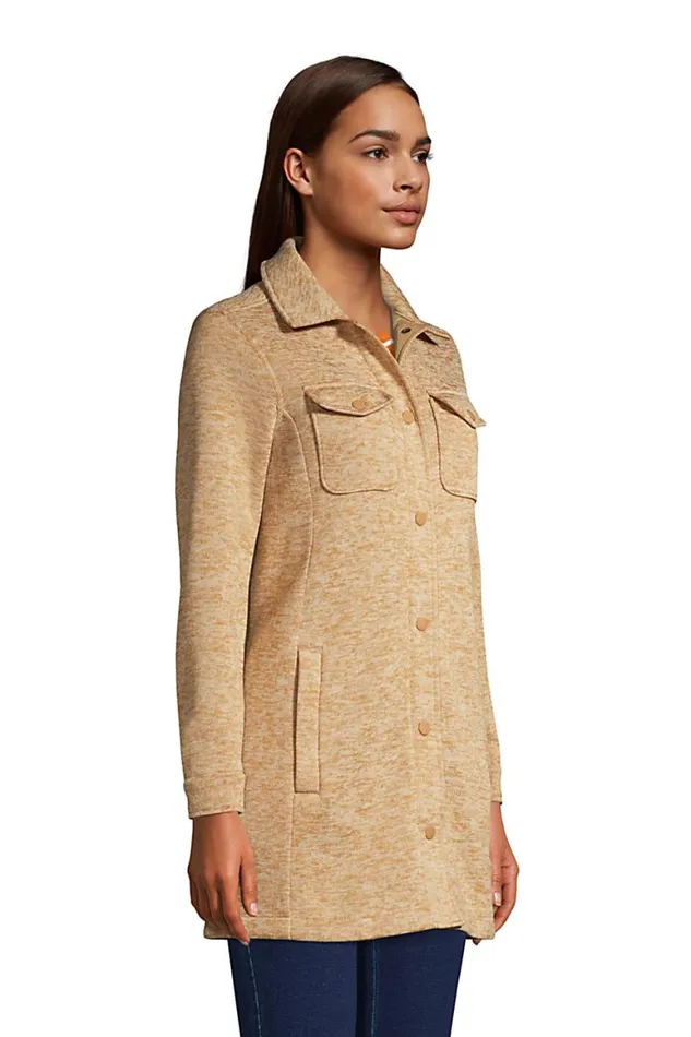 Lands039 End Fleece Women Sweater Fleece Long Shirt Jacket Shacket Rich Camel Heather Lands039 End Fleece Women Sweater Fleece Long Shirt Jacket Shacket Rich Camel Heather