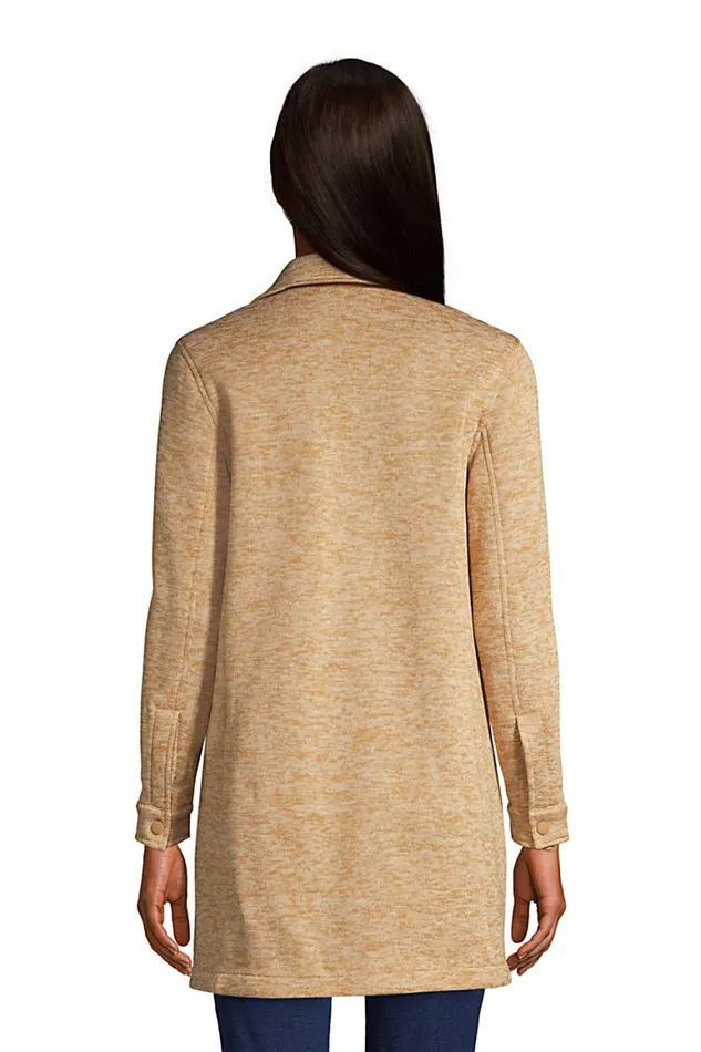 Lands039 End Fleece Women Sweater Fleece Long Shirt Jacket Shacket Rich Camel Heather Lands039 End Fleece Women Sweater Fleece Long Shirt Jacket Shacket Rich Camel Heather