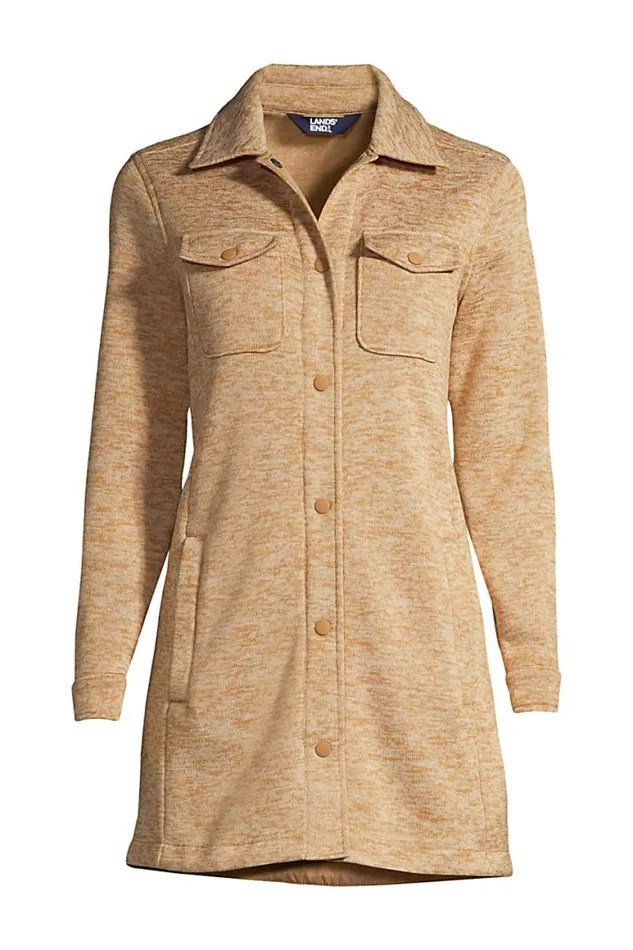 Lands039 End Fleece Women Sweater Fleece Long Shirt Jacket Shacket Rich Camel Heather Lands039 End Fleece Women Sweater Fleece Long Shirt Jacket Shacket Rich Camel Heather