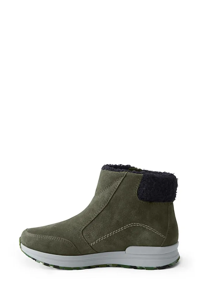 Lands039 End Fleece Women Transitional Insulated Snow Boots Dark Forest Green Suede