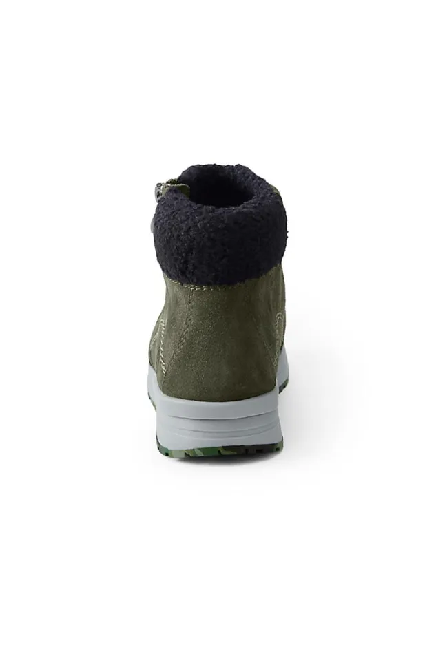 Lands039 End Fleece Women Transitional Insulated Snow Boots Dark Forest Green Suede