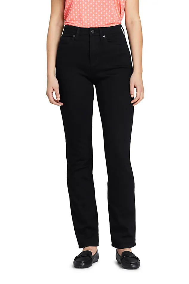 Lands039 End Jeans Women Curvy Mid Rise Straight Leg Jeans 8211 Black