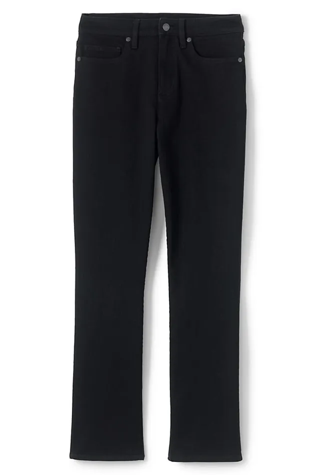 Lands039 End Jeans Women Curvy Mid Rise Straight Leg Jeans 8211 Black