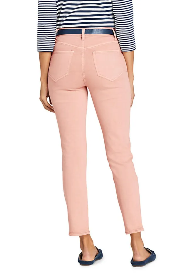Lands039 End Jeans Women High Rise Slim Straight Leg Ankle Jeans 8211 Color Washed Cameo