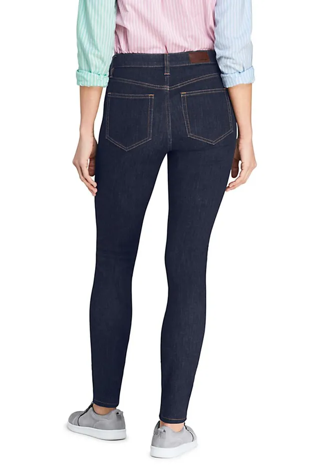 Lands039 End Jeans Women Mid Rise Skinny Jeans 8211 Blue Deepest Indigo