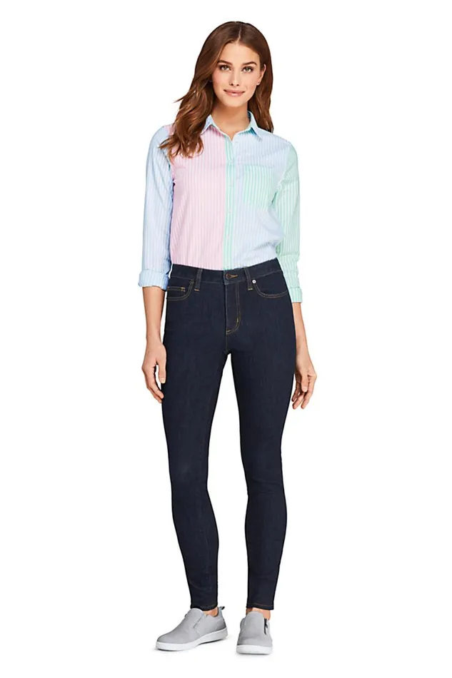 Lands039 End Jeans Women Mid Rise Skinny Jeans 8211 Blue Deepest Indigo