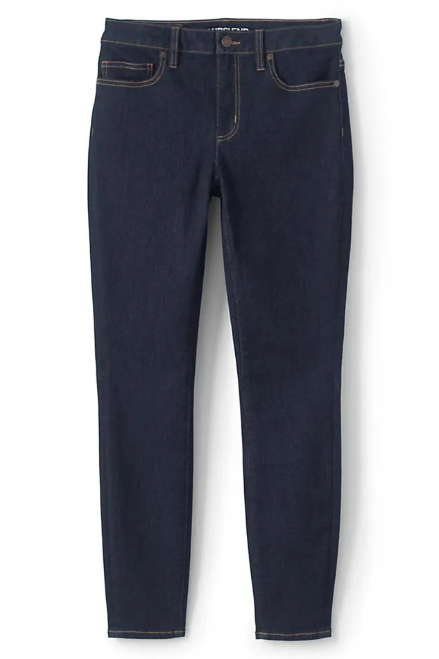 Lands039 End Jeans Women Mid Rise Skinny Jeans 8211 Blue Deepest Indigo