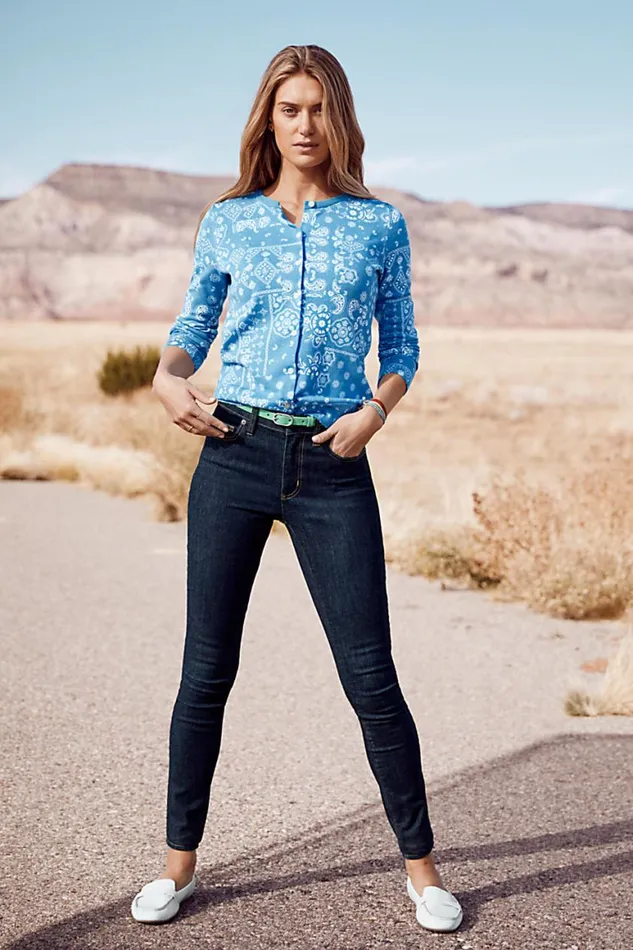 Lands039 End Jeans Women Mid Rise Skinny Jeans 8211 Blue Deepest Indigo