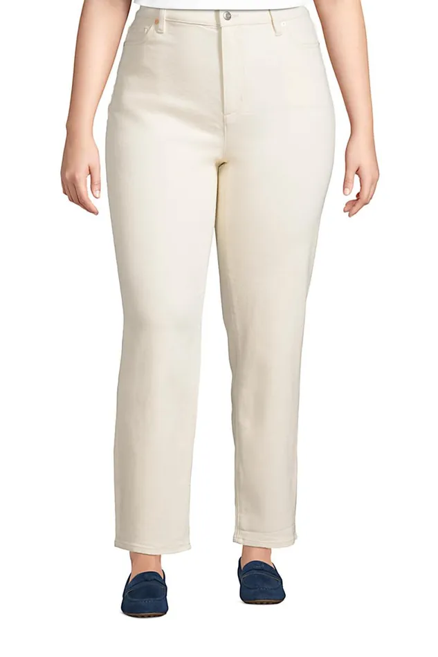 Lands039 End Jeans Women Plus Size High Rise Straight Leg Ankle Jeans Natural