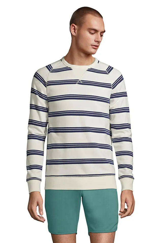 Lands039 End Knit Tops and Tees Men French Terry Crewneck Sweatshirt Pattern Ivory Founders Stripe Lands039 End Knit Tops and Tees Men French Terry Crewneck Sweatshirt Pattern Ivory Founders Stripe