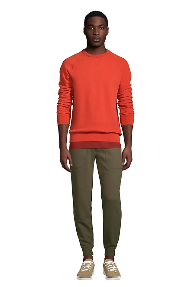 Lands039 End Knit Tops and Tees Men Long Sleeve Waffle Crew Sweatshirt Deep Woodland Green