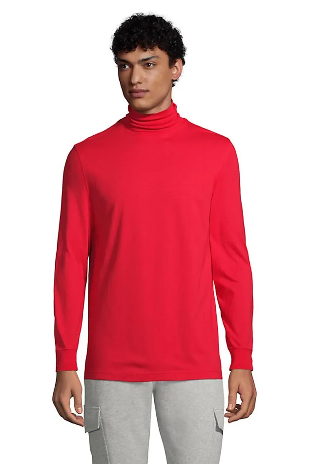 Lands039 End Knit Tops and Tees Men Supert Turtleneck Compass Red