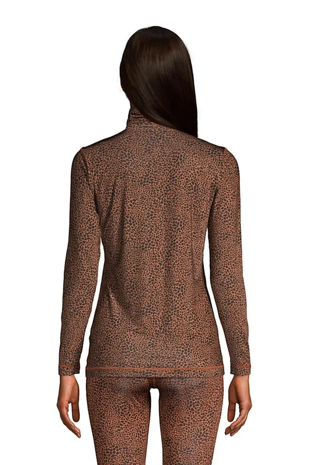 Lands039 End Long Underwear Women Petite Thermaskin Heat Thermal Long Underwear Base Layer Turtleneck Top Burnt Caramel Leopard Print Lands039 End Long Underwear Women Petite Thermaskin Heat Thermal Long Underwear Base Layer Turtleneck Top Burnt Caramel Leopard Print