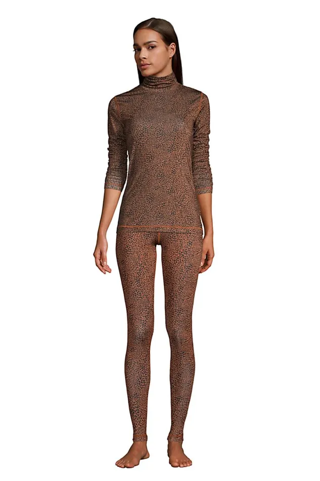 Lands039 End Long Underwear Women Petite Thermaskin Heat Thermal Long Underwear Base Layer Turtleneck Top Burnt Caramel Leopard Print Lands039 End Long Underwear Women Petite Thermaskin Heat Thermal Long Underwear Base Layer Turtleneck Top Burnt Caramel Leopard Print