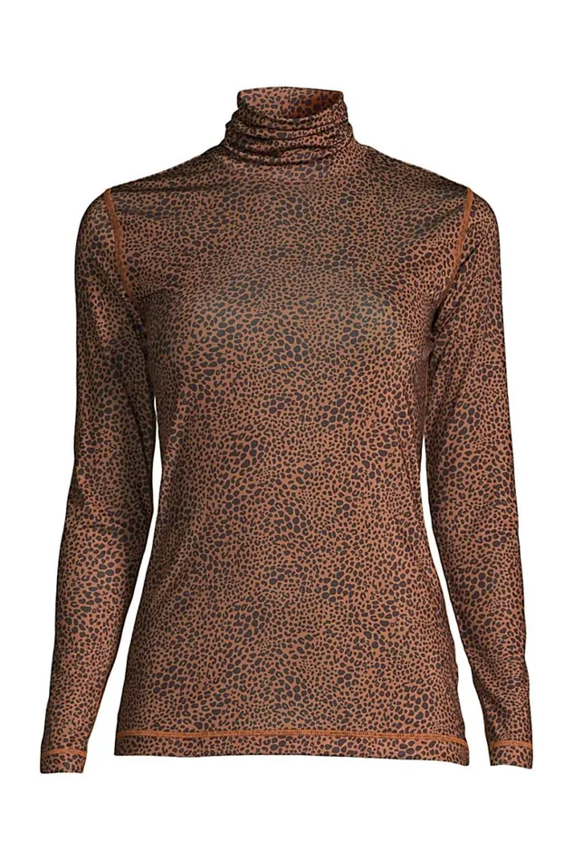 Lands039 End Long Underwear Women Petite Thermaskin Heat Thermal Long Underwear Base Layer Turtleneck Top Burnt Caramel Leopard Print Lands039 End Long Underwear Women Petite Thermaskin Heat Thermal Long Underwear Base Layer Turtleneck Top Burnt Caramel Leopard Print