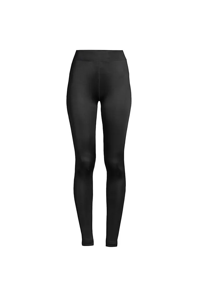 Lands039 End Long Underwear Women Plus Size Silk Interlock Thermal Pants Long Underwear Base Layer Leggings Black