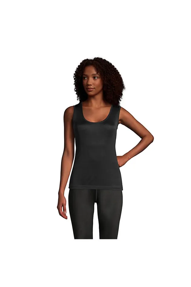 Lands039 End Long Underwear Women Silk Interlock Thermal Long Underwear Base Layer Tank Top Black