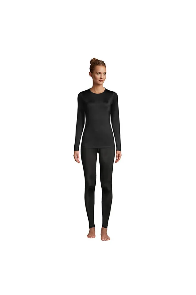 Lands039 End Long Underwear Women Thermaskin Heat Base Layer Thermal Pants Long Underwear Leggings Black
