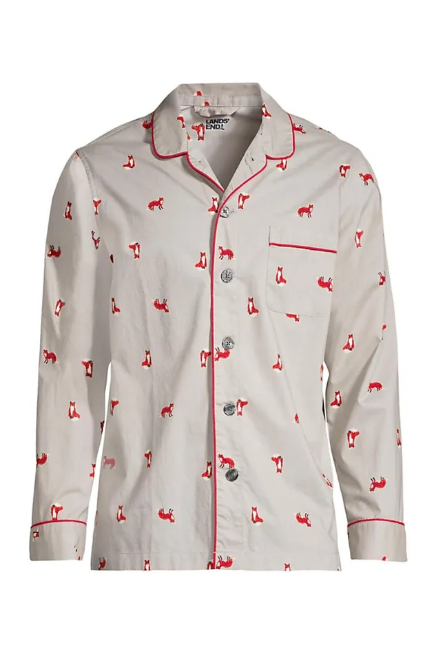 Lands039 End Pajamas and Robes Men Big And Tall Poplin Pajama Shirt Flagstone Gray Forest Foxes Lands039 End Pajamas and Robes Men Big And Tall Poplin Pajama Shirt Flagstone Gray Forest Foxes