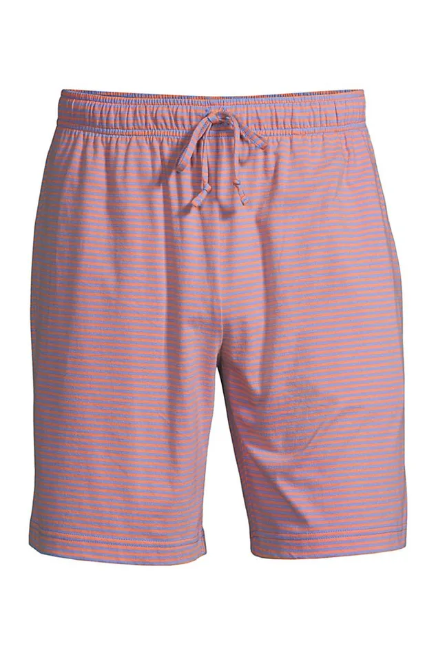 Lands039 End Pajamas and Robes Men Big Knit Jersey Pajama Shorts Papaya Orange