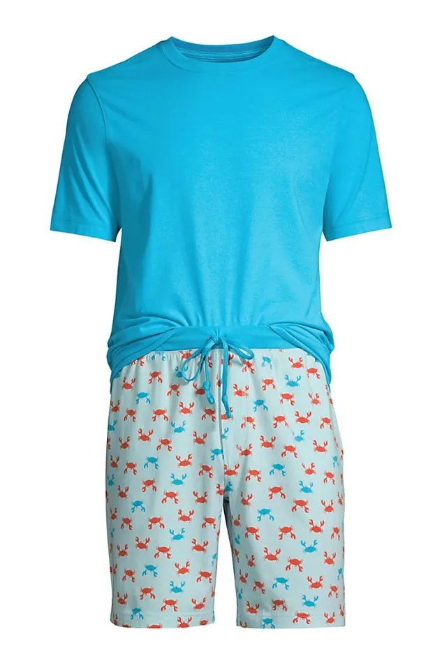 Lands039 End Pajamas and Robes Men Big Knit Jersey Pajama Shorts Sleep Set Light Blue Radiance Crabs Lands039 End Pajamas and Robes Men Big Knit Jersey Pajama Shorts Sleep Set Light Blue Radiance Crabs