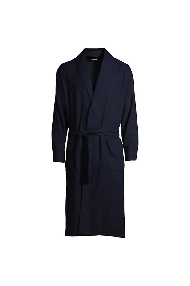 Lands039 End Pajamas and Robes Men Flannel Robe Radiant Navy