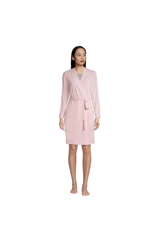 Lands039 End Pajamas and Robes Women Cotton Blend Knee Length Robe Soft Tea Rose