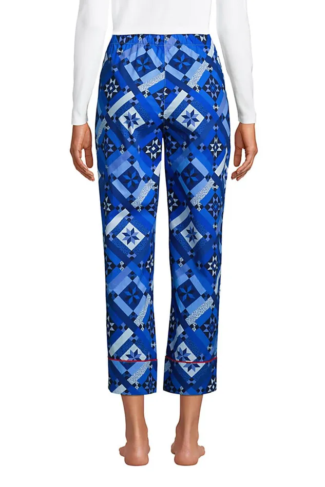 Lands039 End Pajamas and Robes Women Cotton Poplin Pajama Crop Pants Navy Prosperity Quilt Lands039 End Pajamas and Robes Women Cotton Poplin Pajama Crop Pants Navy Prosperity Quilt