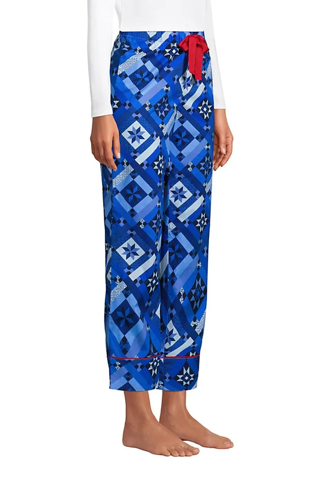 Lands039 End Pajamas and Robes Women Cotton Poplin Pajama Crop Pants Navy Prosperity Quilt Lands039 End Pajamas and Robes Women Cotton Poplin Pajama Crop Pants Navy Prosperity Quilt