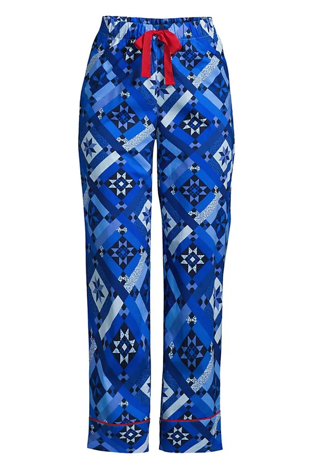 Lands039 End Pajamas and Robes Women Cotton Poplin Pajama Crop Pants Navy Prosperity Quilt Lands039 End Pajamas and Robes Women Cotton Poplin Pajama Crop Pants Navy Prosperity Quilt