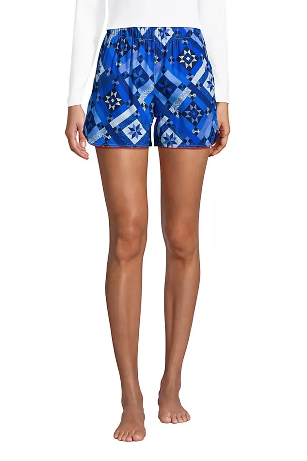 Lands039 End Pajamas and Robes Women Cotton Poplin Pajama Shorts Navy Prosperity Quilt