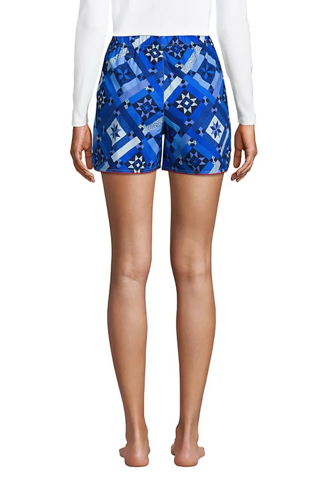 Lands039 End Pajamas and Robes Women Cotton Poplin Pajama Shorts Navy Prosperity Quilt