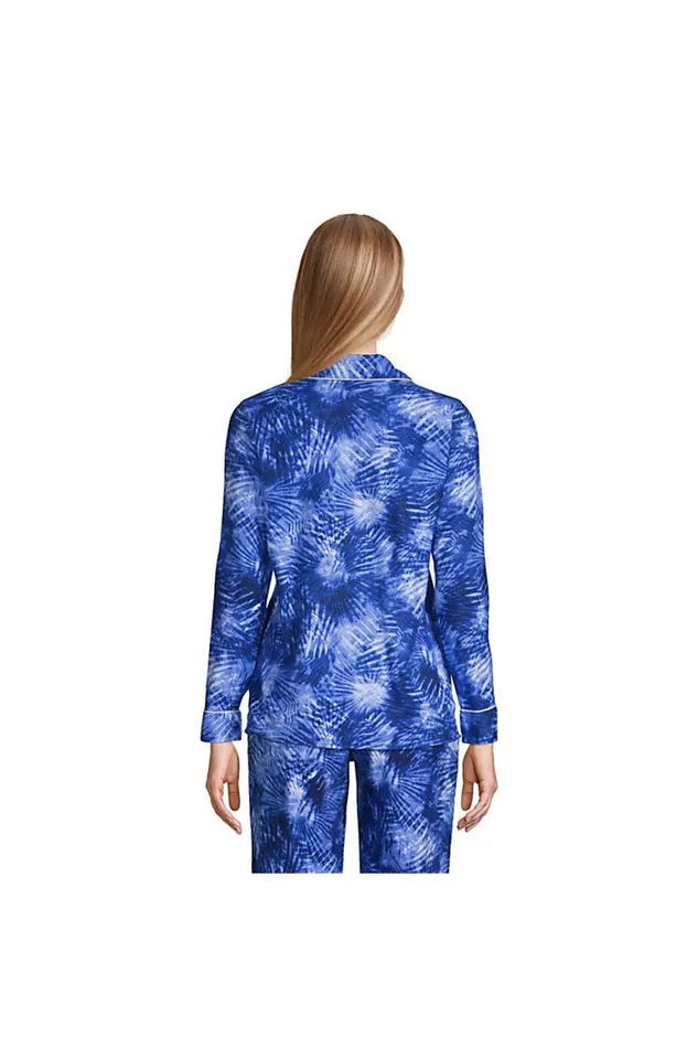 Lands039 End Pajamas and Robes Women Long Sleeve Print Flannel Pajama Top Deep Sea Navy Tie Dye Palm Lands039 End Pajamas and Robes Women Long Sleeve Print Flannel Pajama Top Deep Sea Navy Tie Dye Palm