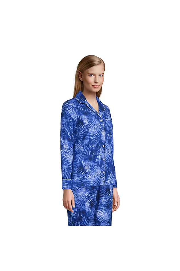 Lands039 End Pajamas and Robes Women Long Sleeve Print Flannel Pajama Top Deep Sea Navy Tie Dye Palm Lands039 End Pajamas and Robes Women Long Sleeve Print Flannel Pajama Top Deep Sea Navy Tie Dye Palm