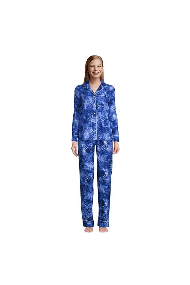 Lands039 End Pajamas and Robes Women Long Sleeve Print Flannel Pajama Top Deep Sea Navy Tie Dye Palm Lands039 End Pajamas and Robes Women Long Sleeve Print Flannel Pajama Top Deep Sea Navy Tie Dye Palm